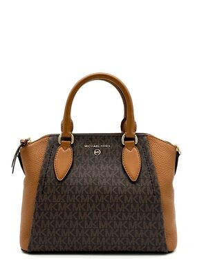 Michael Kors Sienna Medium Logo and Leather Messenger Bag Brown/Acorn